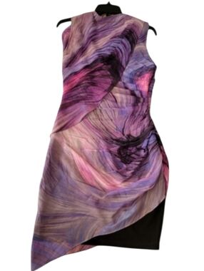 NWT ELIZABETH & JAMES Purple Cocktail Silk Mini Dress sz S
